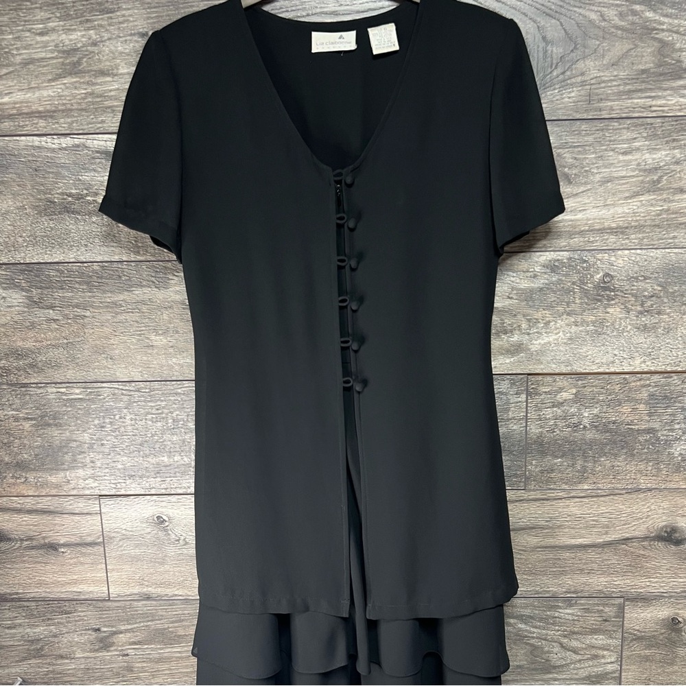 Vintage 90s Liz Claiborne Black Button-Down Mini Dress
